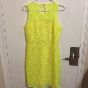 JCrew Factory Neon Yellow Lace Dress NWT